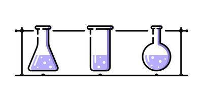 glas chemie kolven. reeks van drie verschillend glas buizen. vector