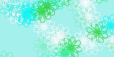 lichtgroen vector doodle sjabloon met bloemen.