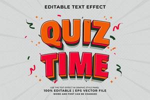 bewerkbare tekst effect - quiz tijd traditioneel tekenfilm sjabloon stijl premie vector