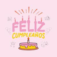 gelukkig verjaardag feliz cumpleanos belettering in Spaans vector