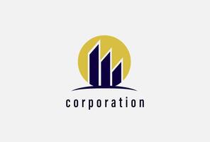 corporatie logo met wie gebouw en zon vector