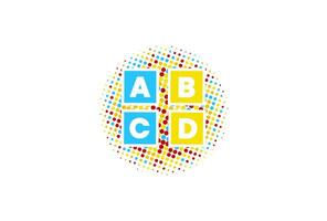 logo brief abcd met stippel kleurrijk willekeurig, perfect met medisch logo baby, baby winkel, onderwijs bedrijf vector