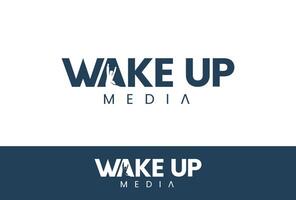 wakker worden omhoog logo met icoon negatief ruimte minimalistische stijl techniek, perfect met logo bedrijf, agentschap media vector