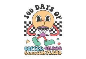 100 dagen van koffie, chaos en les plannen, 100 dagen van school- vector