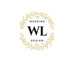 wl initialen brief bruiloft monogram logos verzameling, hand- getrokken modern minimalistisch en bloemen Sjablonen voor uitnodiging kaarten, opslaan de datum, elegant identiteit voor restaurant, boetiek, cafe in vector