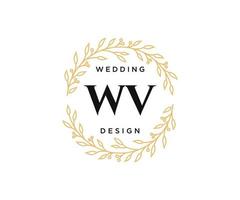 wv initialen brief bruiloft monogram logos verzameling, hand- getrokken modern minimalistisch en bloemen Sjablonen voor uitnodiging kaarten, opslaan de datum, elegant identiteit voor restaurant, boetiek, cafe in vector