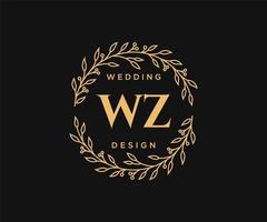 wz initialen brief bruiloft monogram logos verzameling, hand- getrokken modern minimalistisch en bloemen Sjablonen voor uitnodiging kaarten, opslaan de datum, elegant identiteit voor restaurant, boetiek, cafe in vector