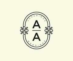 aa initialen brief bruiloft monogram logos sjabloon, hand- getrokken modern minimalistisch en bloemen Sjablonen voor uitnodiging kaarten, opslaan de datum, elegant identiteit. vector