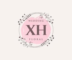 xh initialen brief bruiloft monogram logos sjabloon, hand- getrokken modern minimalistisch en bloemen Sjablonen voor uitnodiging kaarten, opslaan de datum, elegant identiteit. vector