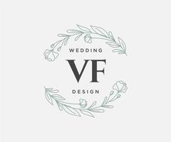 vf initialen brief bruiloft monogram logos verzameling, hand- getrokken modern minimalistisch en bloemen Sjablonen voor uitnodiging kaarten, opslaan de datum, elegant identiteit voor restaurant, boetiek, cafe in vector