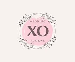 xo initialen brief bruiloft monogram logos sjabloon, hand- getrokken modern minimalistisch en bloemen Sjablonen voor uitnodiging kaarten, opslaan de datum, elegant identiteit. vector