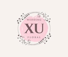 xu initialen brief bruiloft monogram logos sjabloon, hand- getrokken modern minimalistisch en bloemen Sjablonen voor uitnodiging kaarten, opslaan de datum, elegant identiteit. vector
