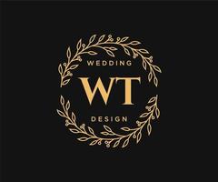 wt initialen brief bruiloft monogram logos verzameling, hand- getrokken modern minimalistisch en bloemen Sjablonen voor uitnodiging kaarten, opslaan de datum, elegant identiteit voor restaurant, boetiek, cafe in vector