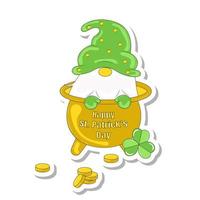 schattig gnoom zittend in goud pot st patricks dag illustratie vector