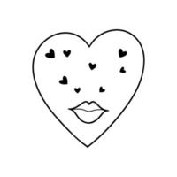 romantisch Valentijn met lippen net zo een uitnodiging naar een kus. doodle-stijl ontwerp element voor Valentijnsdag dag Aan februari 14. vector. vector