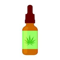 cbd olie serum in fles met hennep blad Aan label. hennep kunstmatig Product voor huid en haar- vector