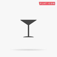 martini glas. gemakkelijk vlak zwart symbool met schaduw Aan wit achtergrond. vector illustratie pictogram