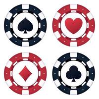 reeks van vier poker chips met pakken vector
