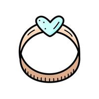 een ring met een hartvormige steen. doodle vectorillustratie, Valentijnsdag, bruiloft, erkenning sticker. vector