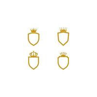 kroon met schild logo vector icoon sjabloon