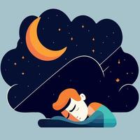 menselijk karakter slapen Bij nacht vector