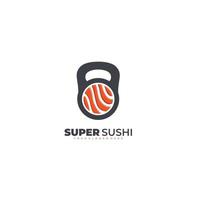 super sushi logo voedsel ontwerp sjabloon vector