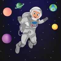 schattig astronaut op reis in de ruimte tekenfilm vector illustratie