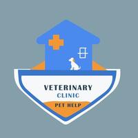 veterinair kliniek logo. dier ziekenhuis met huis en hond illustratie vector
