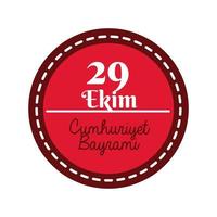 dag van de republiek turkije met nummer 29 op stempel vlakke stijl vector