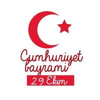 turkije republiek dag ster en maan vlakke stijl vector
