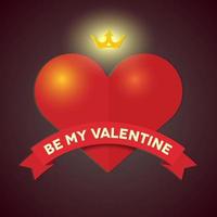 wijnoogst valentijnsdag dag hipster kaart met hart, kroon en lint vector