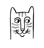 schattig kat gezicht. gestreept katje. middeleeuws stijl dier portret. hipster tekening schetsen. vector
