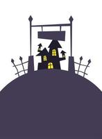 halloween poort en huis vector ontwerp