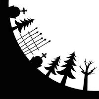 halloween begraafplaats pijnbomen en poort vector ontwerp