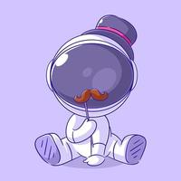 de astronaut is vervelend een nep hoed en snor vector