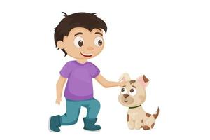 nationaal puppy dag. concept illustratie adopteren een hond. vector.jongen spelen met hond vector