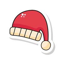vrolijke kerst kerstman hoed sticker vector