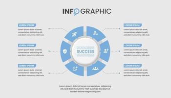 cirkel tabel infographic sjabloon met 6 opties voor bedrijf presentaties vector