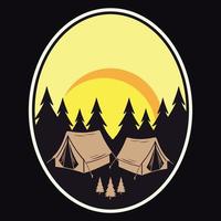 avontuur camping etiket vector illustratie retro wijnoogst insigne sticker en t-shirt ontwerp