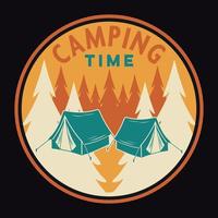 avontuur camping etiket vector illustratie retro wijnoogst insigne sticker en t-shirt ontwerp