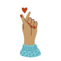 Koreaans liefde teken, Korea vinger hart van handen, vingers, vlak vector illustratie geïsoleerd Aan wit. liefde, romantisch verhouding hand- gebaar.