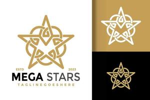 m brief mega sterren logo logos ontwerp element voorraad vector illustratie sjabloon