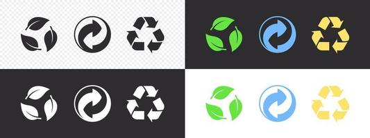 recycle bakken set. pictogrammen van uitschot blikjes voor verschillend types van afval. vector illustratie