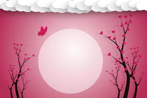 gelukkig valentijnsdag dag achtergrond met liefde boom. Valentijnsdag dag illustratie met een hart liefde boom Aan een roze achtergrond. vector
