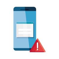 smartphone met waarschuwingssymbool, gegevensbescherming of digitaal online veiligheidsconcept vector