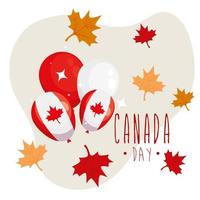 Canadese ballonnen en esdoornbladeren van happy canada day vector design