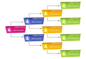 kleurrijk bedrijf structuur concept, zakelijke organisatie tabel regeling met mensen pictogrammen. vector illustratie.