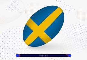 rugby bal met de vlag van Zweden Aan het. uitrusting voor rugby team van Zweden. vector
