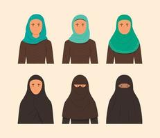 types van Islamitisch sluiers reeks voor moslim vrouw jurk illustratie vector