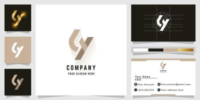 brief ly of cy monogram logo met bedrijf kaart ontwerp vector